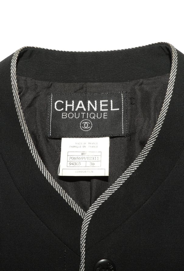Chanel TIMELESS S/S 1996 Collarless Black Jacket - 8 Chanel TIMELESS S/S 1996 Collarless Black Jacket - 8