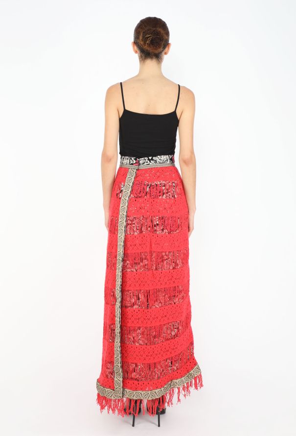VOYAGE Fringed Maxi Skirt, 1990s - 4