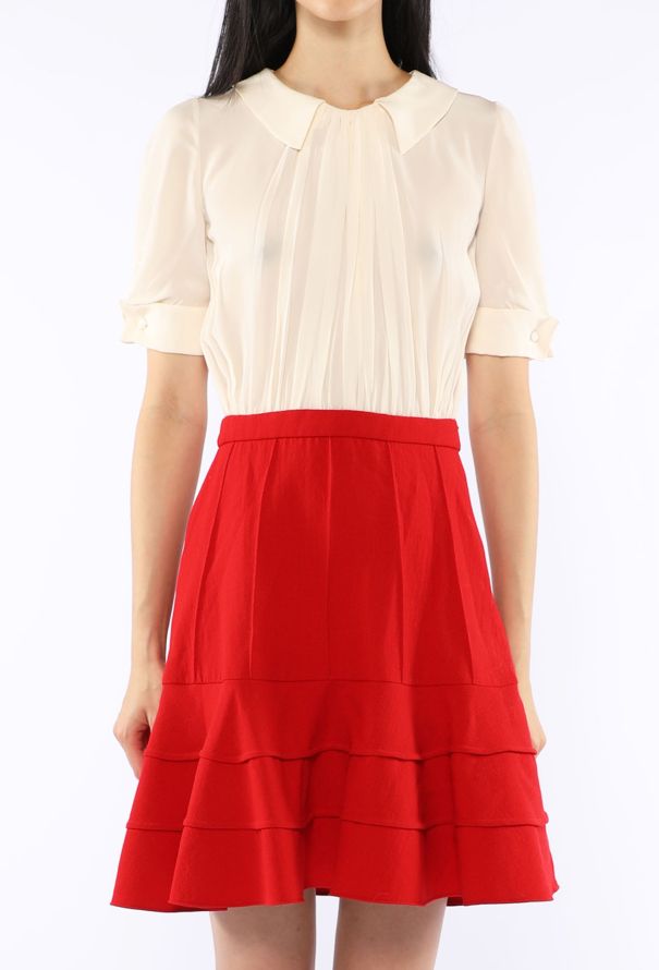 Miu Miu Pleated Silk Combination Dress - 3