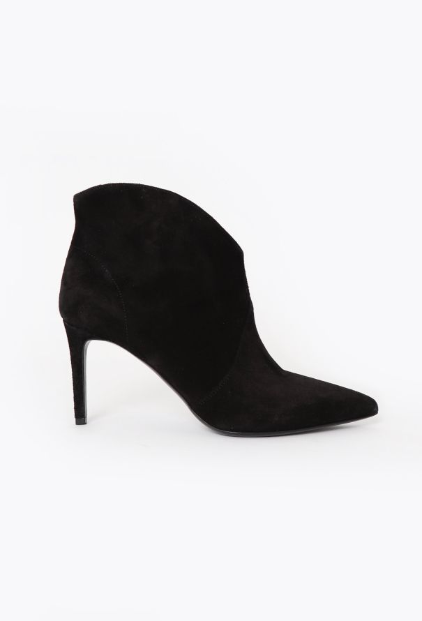 Saint Laurent Suede Stiletto Ankle Boots - 1