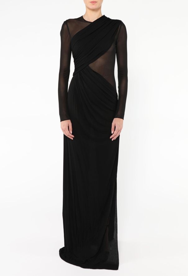 Saint Laurent F/W 2022 Draped Mesh Gown - 3