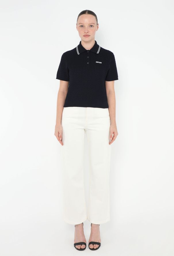 Miu Miu 2022 Cable-Knit Polo Top - 3