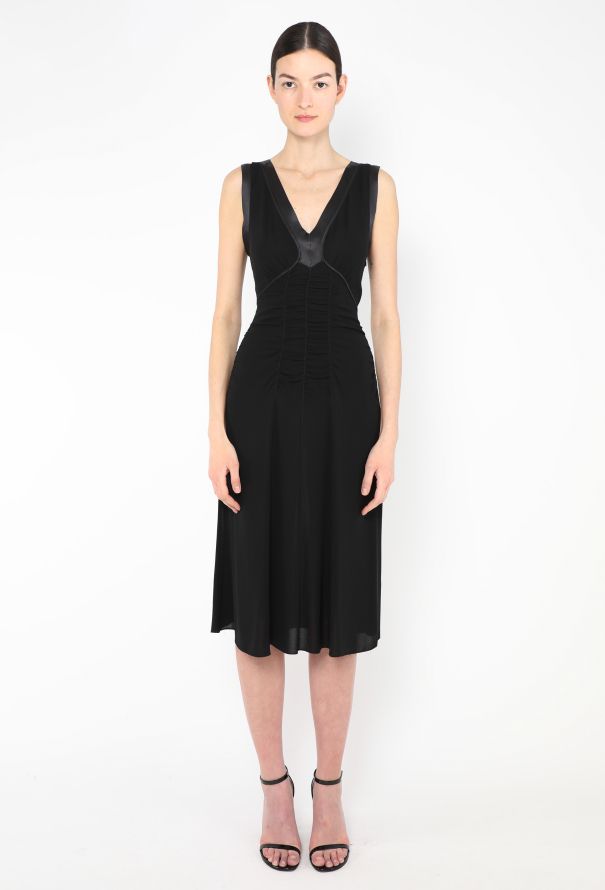 Prada Early 2000s Ruched Satin Trim Dress - 4