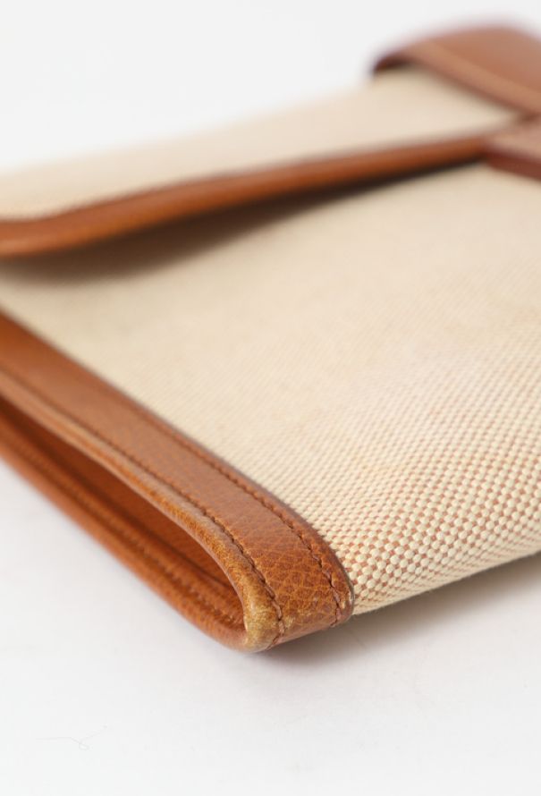 Hermès Vintage Toile H & Gold Courchevel Jige Clutch - 9