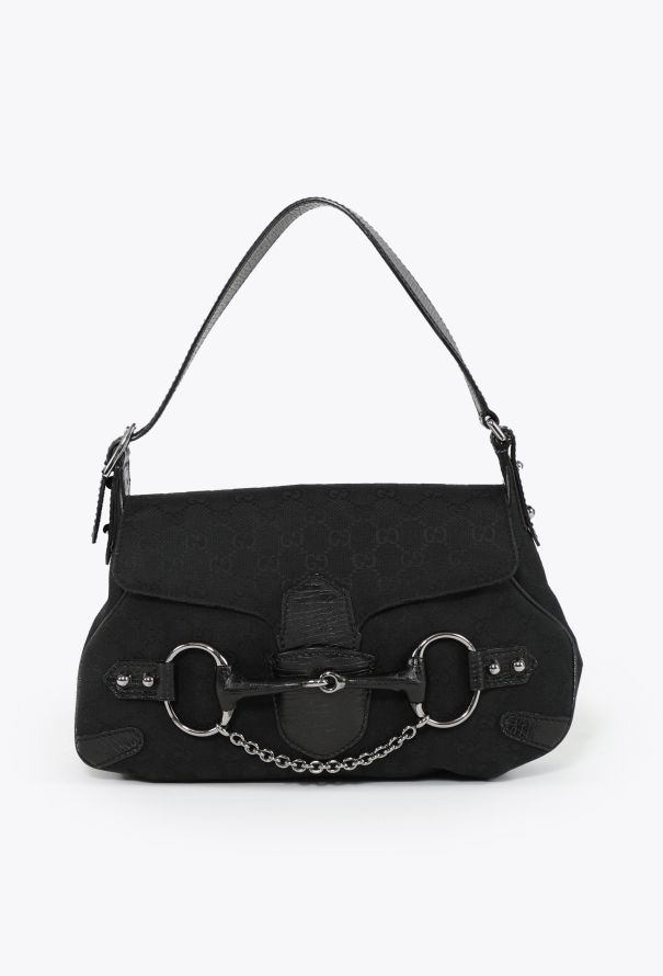 Gucci 2003 'GG' Canvas Horsebit Shoulder Bag - 1