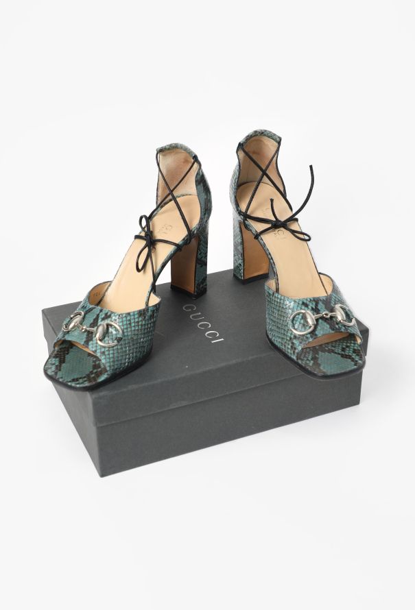 Gucci 1996 Snakeskin Horsebit Sandals - 5