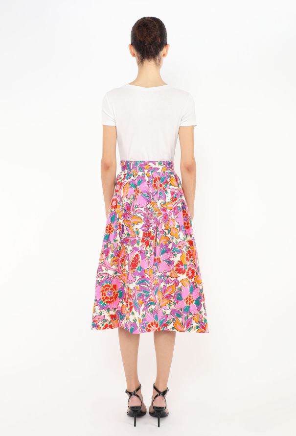 Saint Laurent Vintage Floral Cotton Skirt - 4