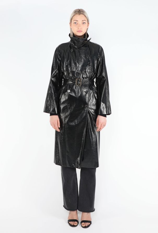 Saint Laurent Vinyl Belted Trench Coat - 3