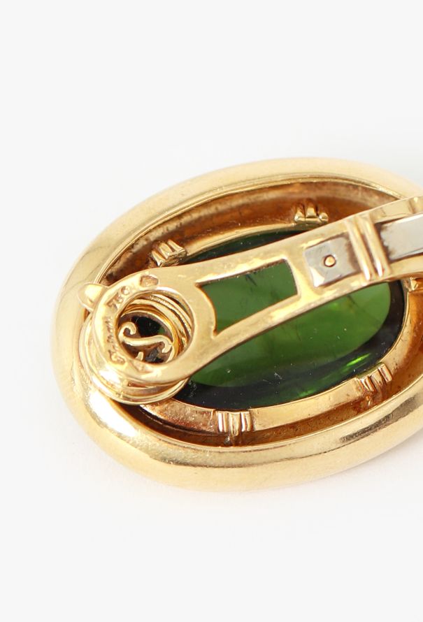 Vintage Fine Jewelry Poiray 18K Yellow Gold & Peridot Clip Earrings - 4