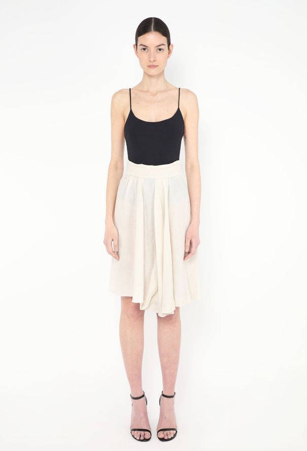 Prada Ruffled Linen Belted Skirt - 3