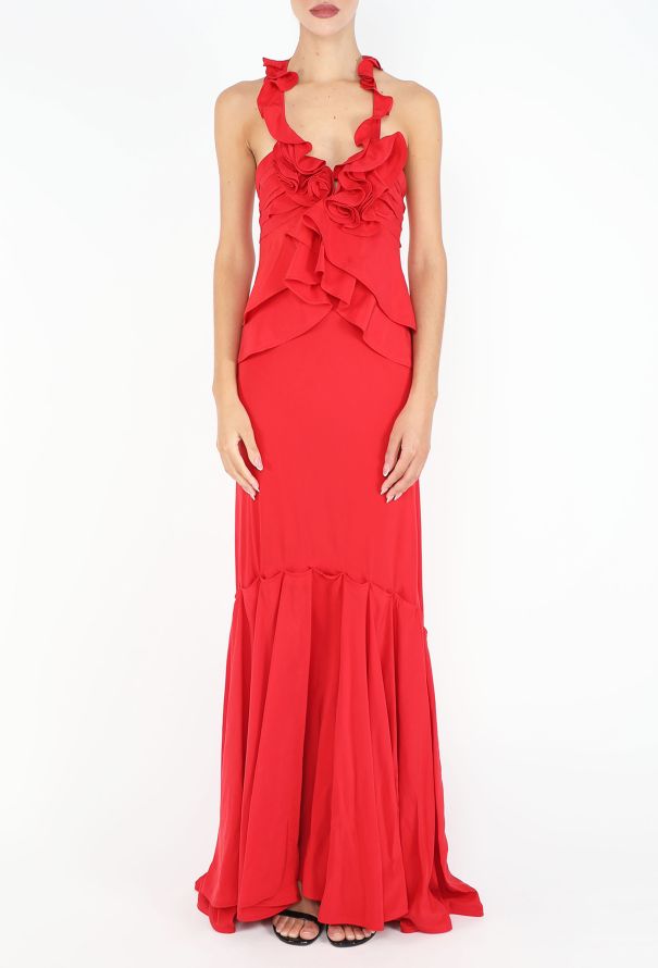 Saint Laurent STUNNING F/W 2003 Silk Rose Gown - 4