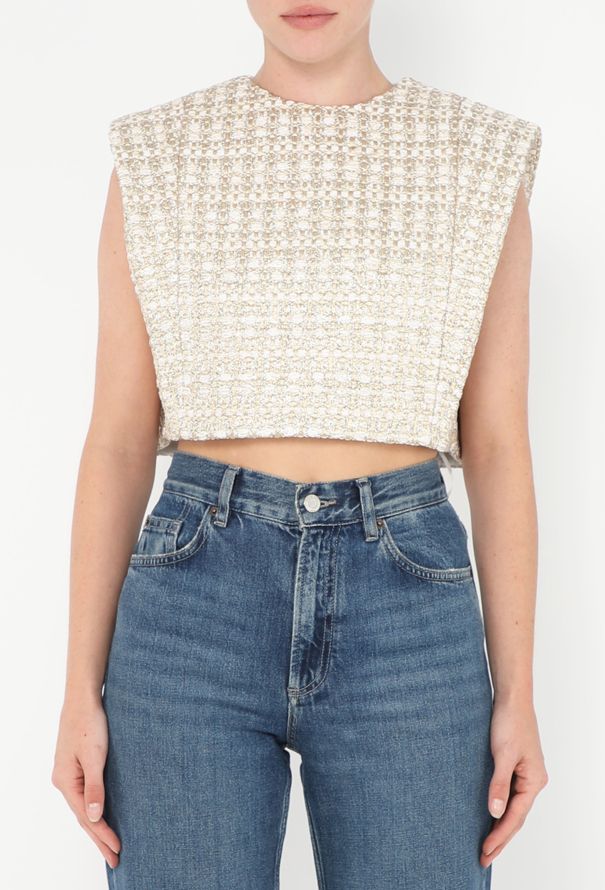 Louis Vuitton 2023 Lamé Tweed Cropped Top - 1