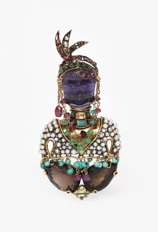 Iradj Moini Encrusted Glass Brooch, 1990s - 1
