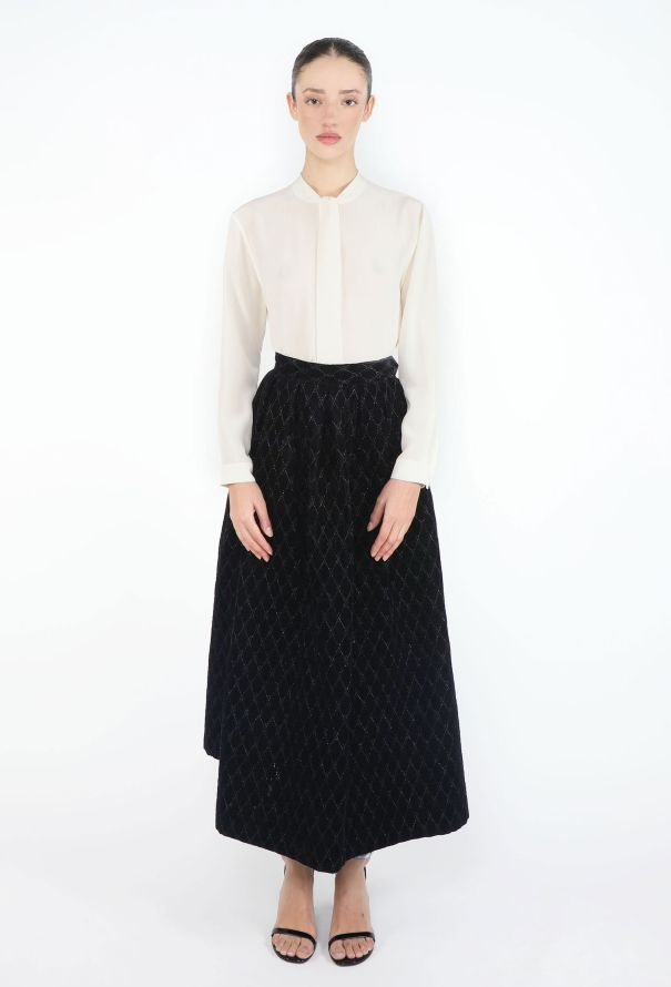 Saint Laurent RARE F/W 1977 Russian Quilted Velvet Skirt - 3