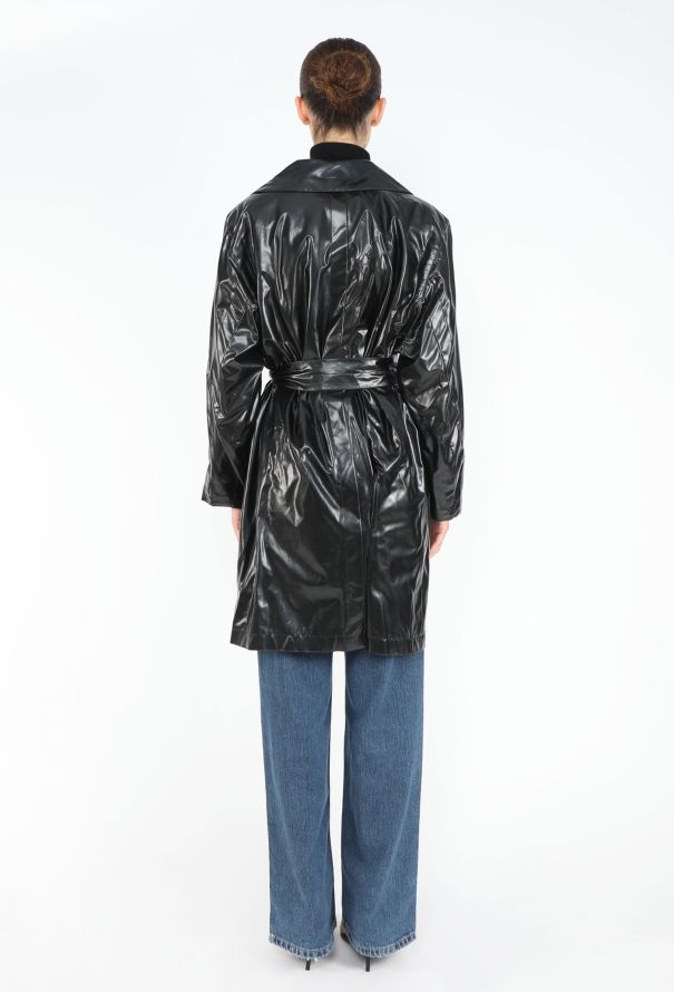 Saint Laurent 1990 Patent Belted Trench Coat - 5