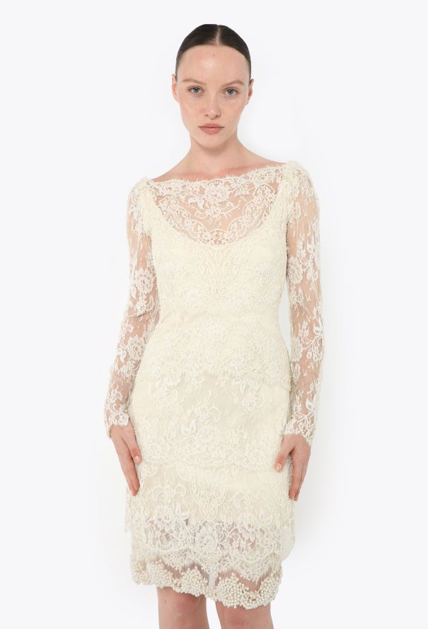 STUNNING Hand-Beaded Chantilly Lace Dress - 1
