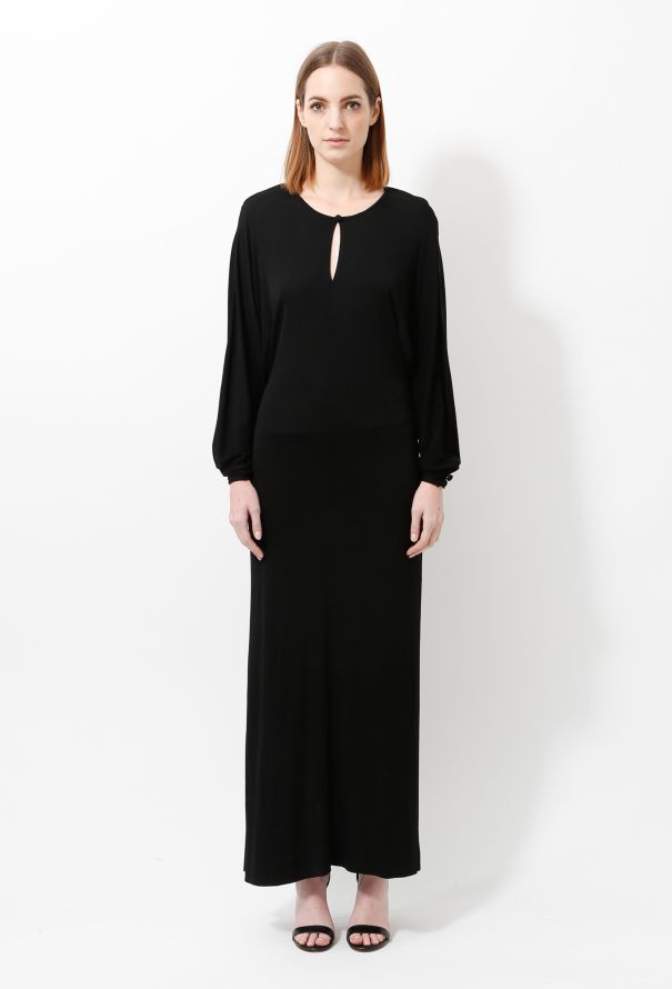 Louis Vuitton 2016 black cut out belted maxi dress FR 34