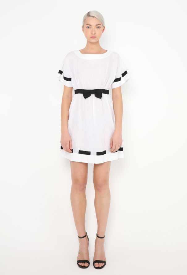 Chanel 1988 Linen Grosgrain Trim Dress - 1