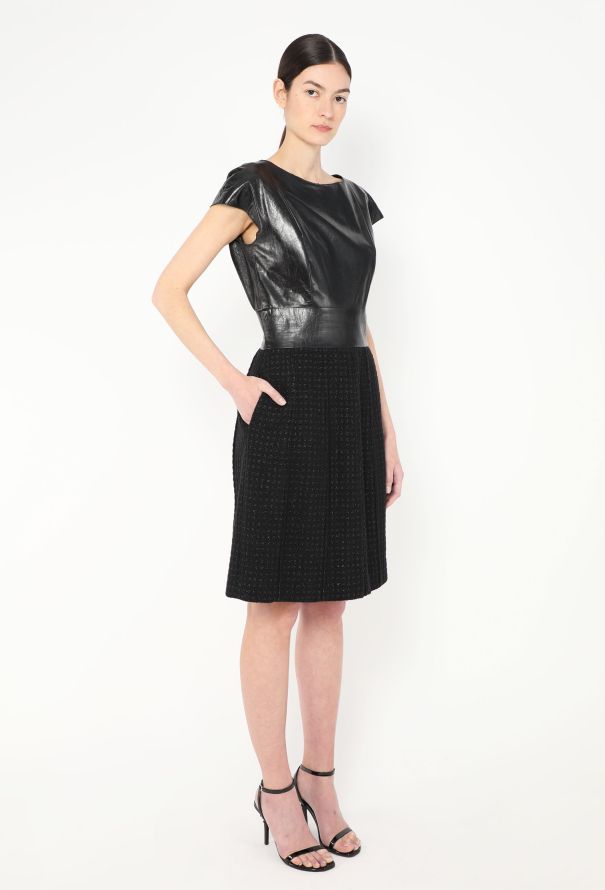 Chanel 2014 Lamé Tweed Leather Dress - 3