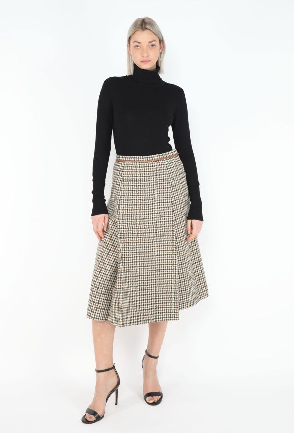 Hermès '70s Pleated Houndstooth Skirt - 4