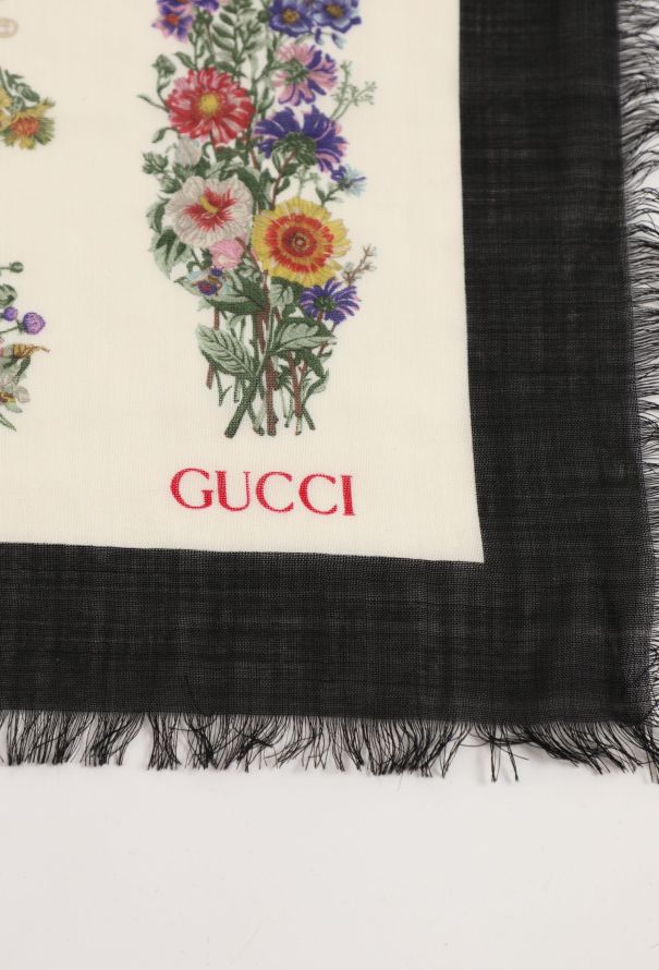 Gucci Floral Frayed Trim Shawl - 4