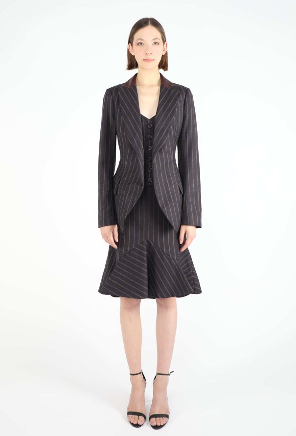 John Galliano 2006 Trompe l’Œil Pinstripe Ensemble - 2