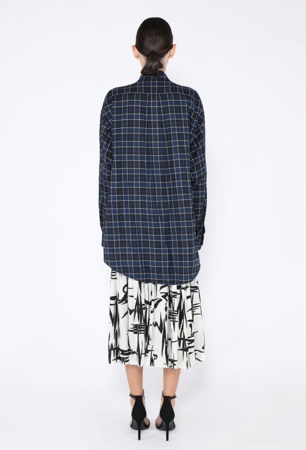 Balenciaga Flannel Combo Shirt Dress, Pre-Fall 2018 - 5