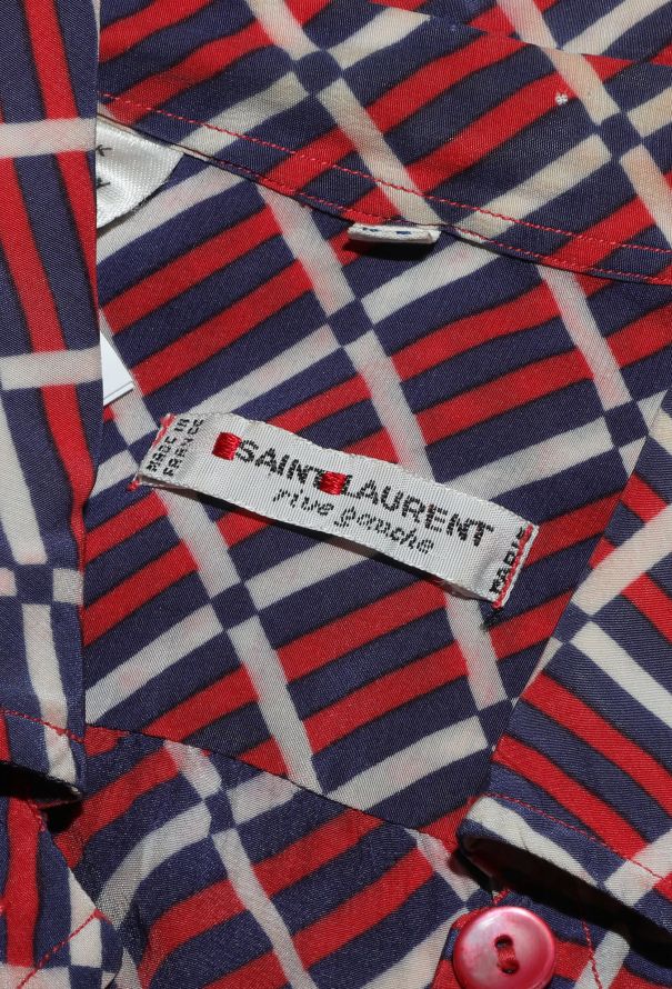 Saint Laurent Graphic Silk Lavallière Blouse, 1970s - 6