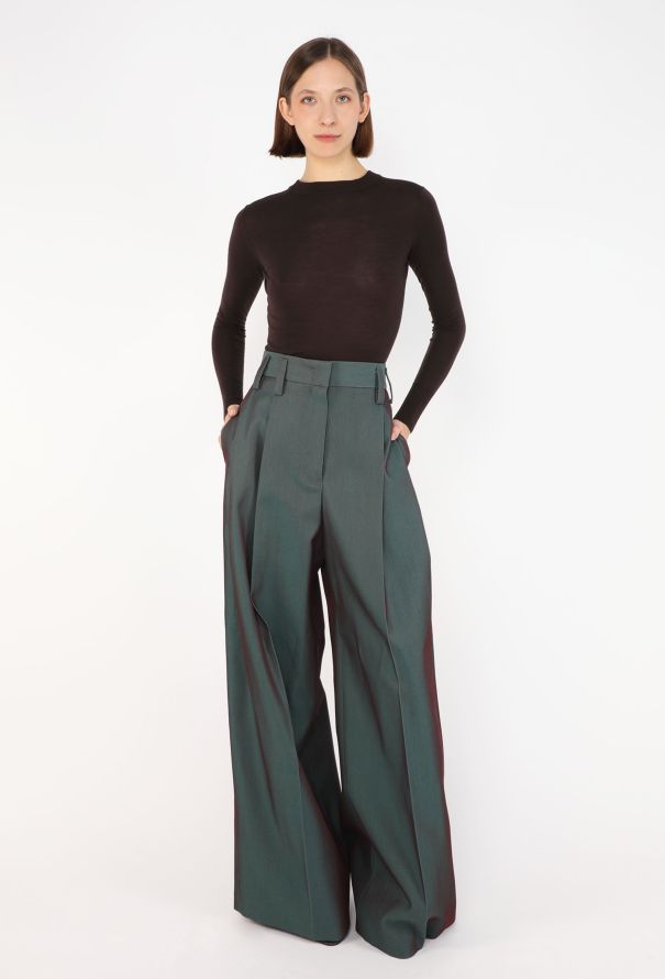 Jil Sander Metallic Pleated Wide-Leg Trousers, 2025 - 1