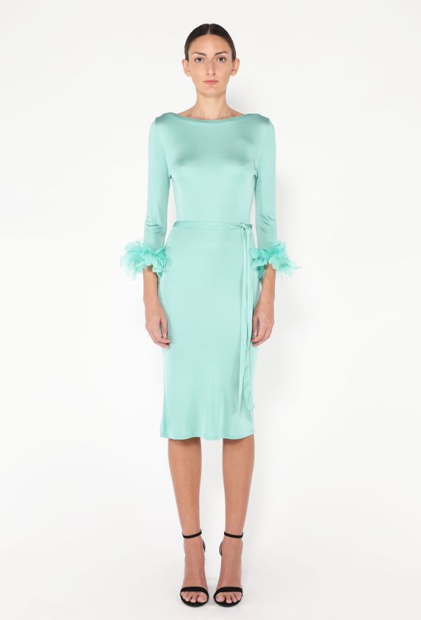 Prada Organzine Feather Trim Dress - 1