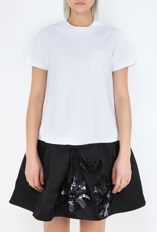 Prada S/S 2019 Floral Appliqué T-Shirt Dress - 3
