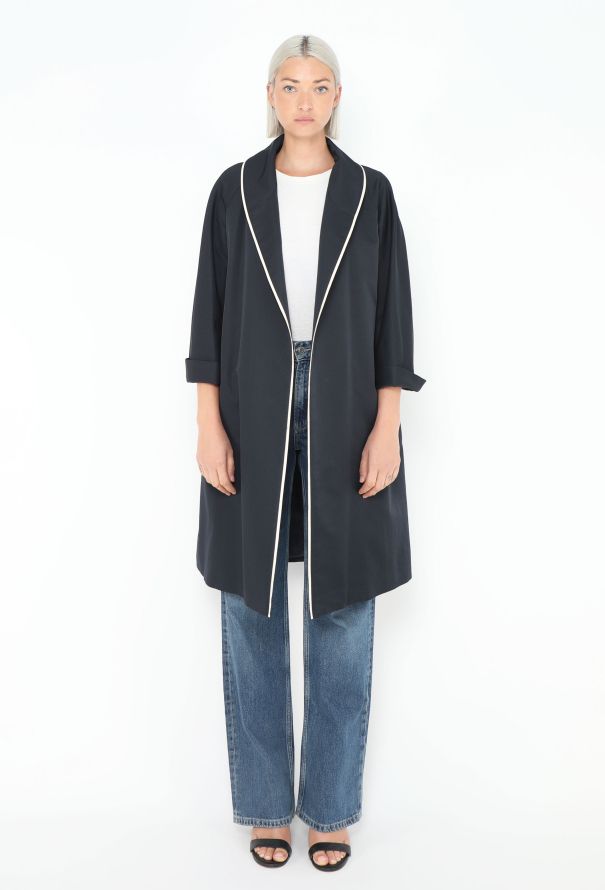 Prada Bicolor Trim Silk Coat - 1