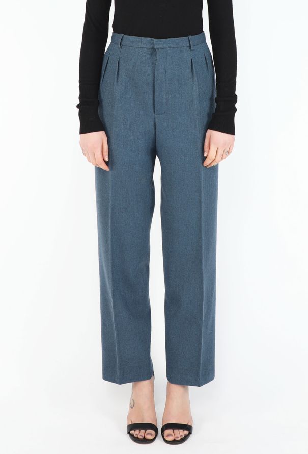 Saint Laurent '80s Herringbone Pleated Trousers - 3