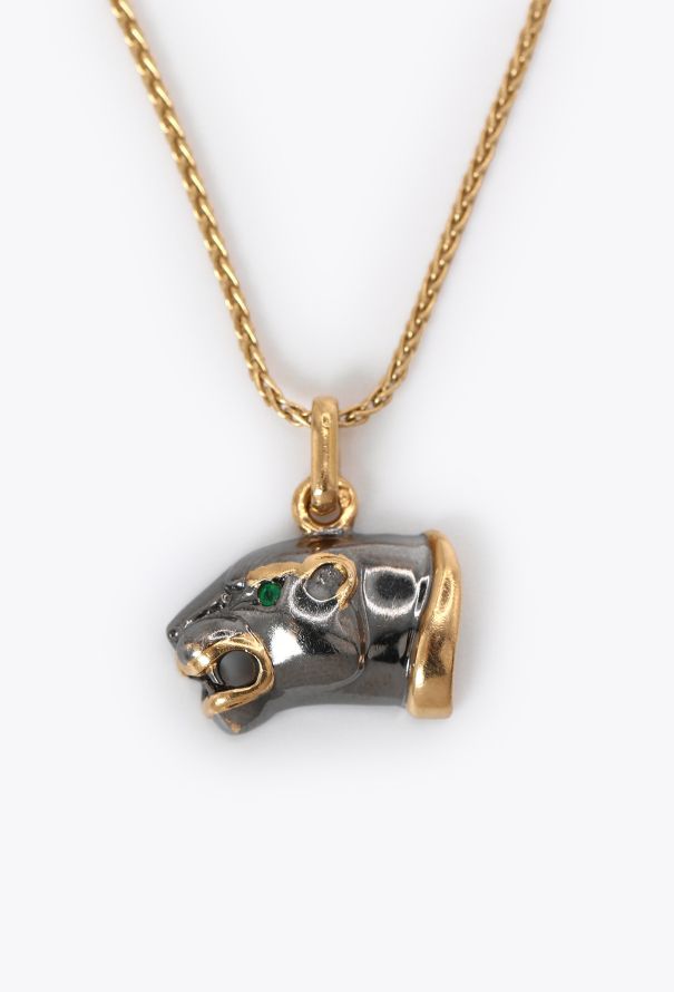 Vintage Fine Jewelry 18k Yellow Gold & Emerald Panther Pendant - 1