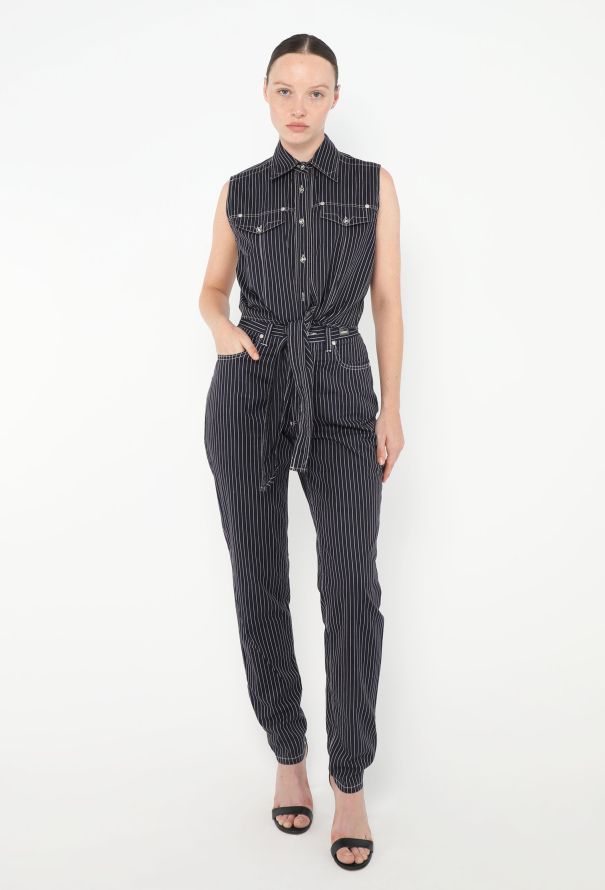 Gianni Versace Early '90s Pinstripe Denim Ensemble - 1