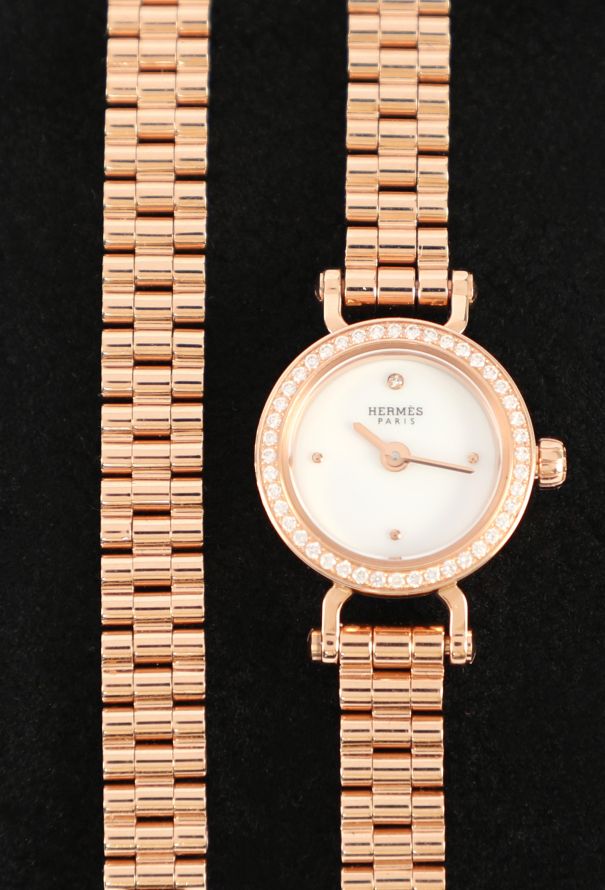 Hermès 18K Rose Gold & Diamond Faubourg Double-Tour Watch - 1