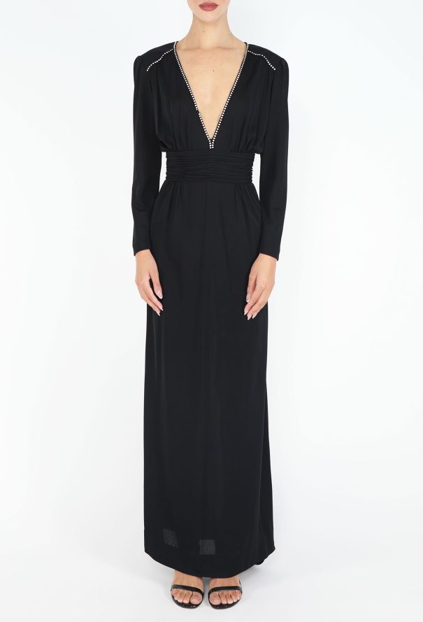 Azzaro RARE 1975 Strass Trim Jersey Gown - 4