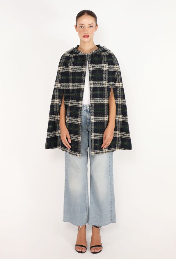 Saint Laurent Plaid Hooded Cape, F/W 2014 - 1