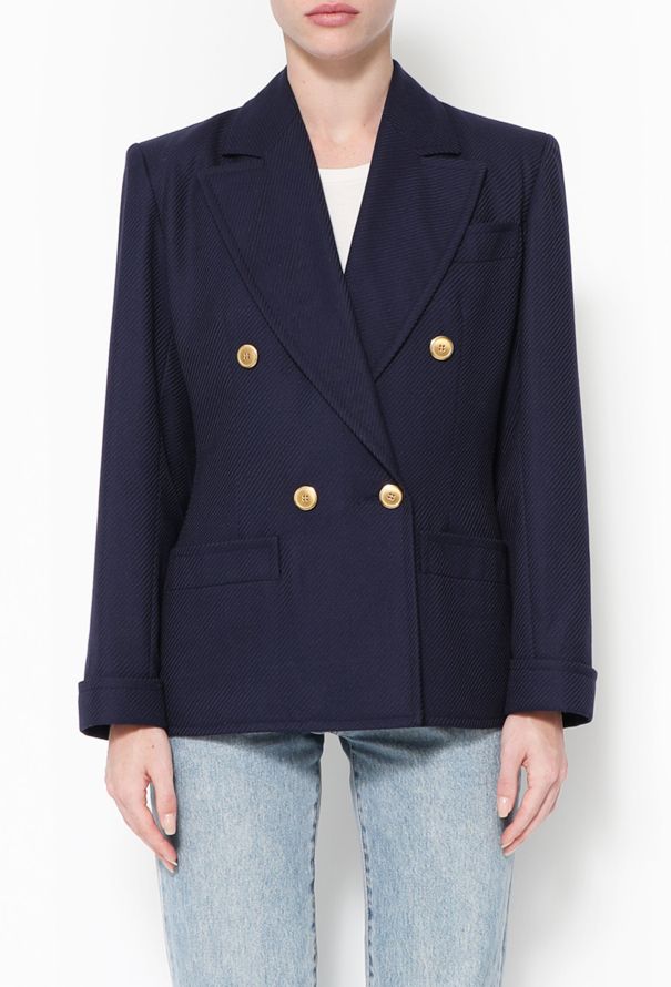 Saint Laurent 1987 Double-Breasted Twill Blazer - 1