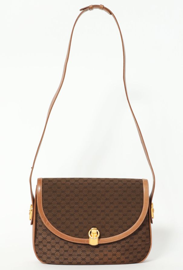 Gucci Vintage Monogram Pochette Flap Shoulder Bag Brown in 2023