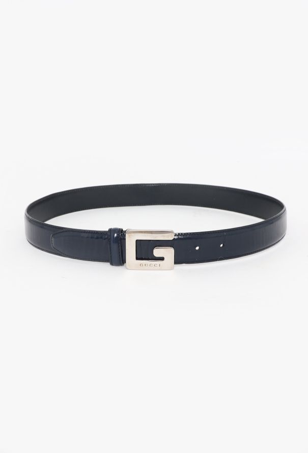 Gucci Tom Ford F/W 1995 Navy Patent Belt - 1