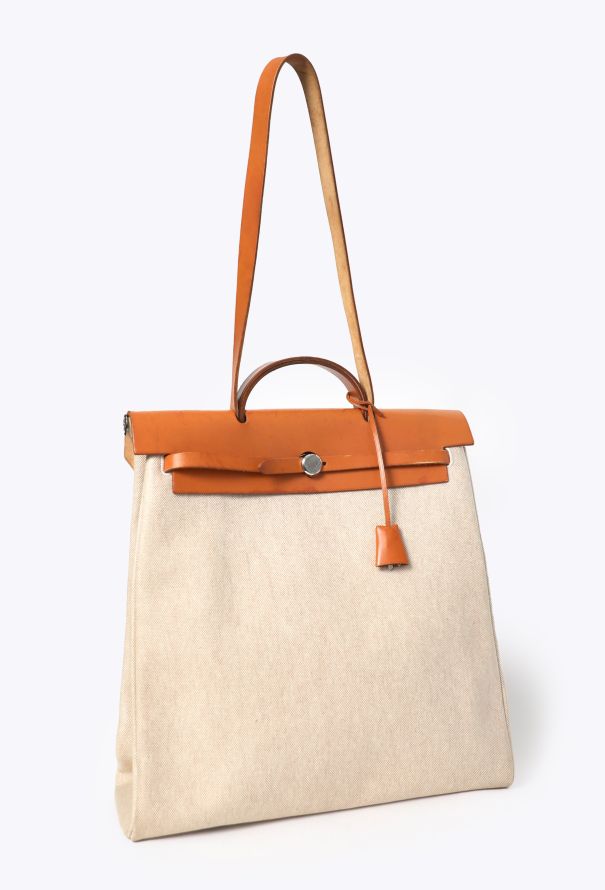 Hermès Vintage Toile & Vache Hunter 'Évolutionnaire' MM Herbag - 4