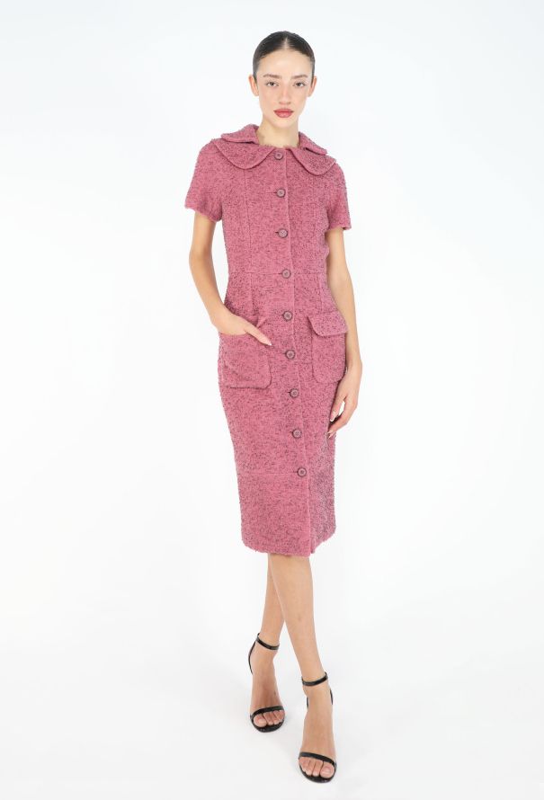 Chanel Collared Bouclé Tweed 'CC' Dress - 3
