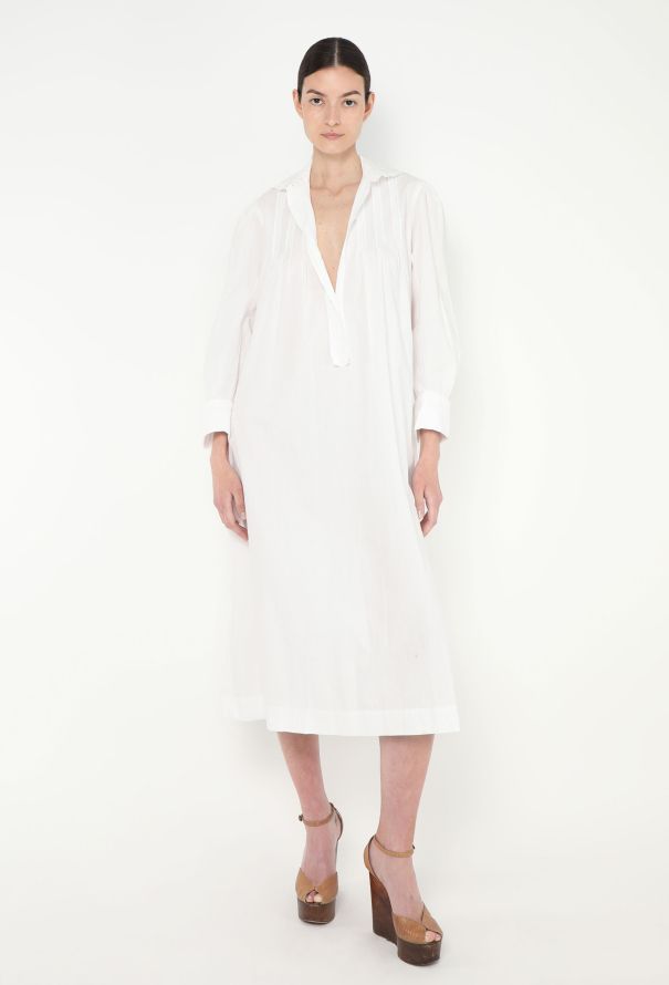 Pleated Cotton Shirt Dress - 1