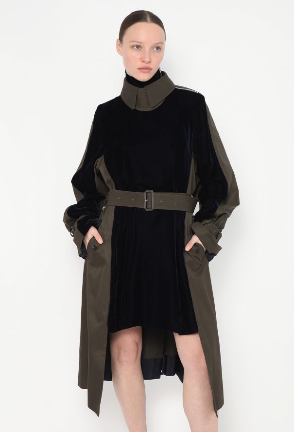 Sacai F/W 2021 Belted Velvet Trench Dress - 3 Sacai F/W 2021 Belted Velvet Trench Dress - 3