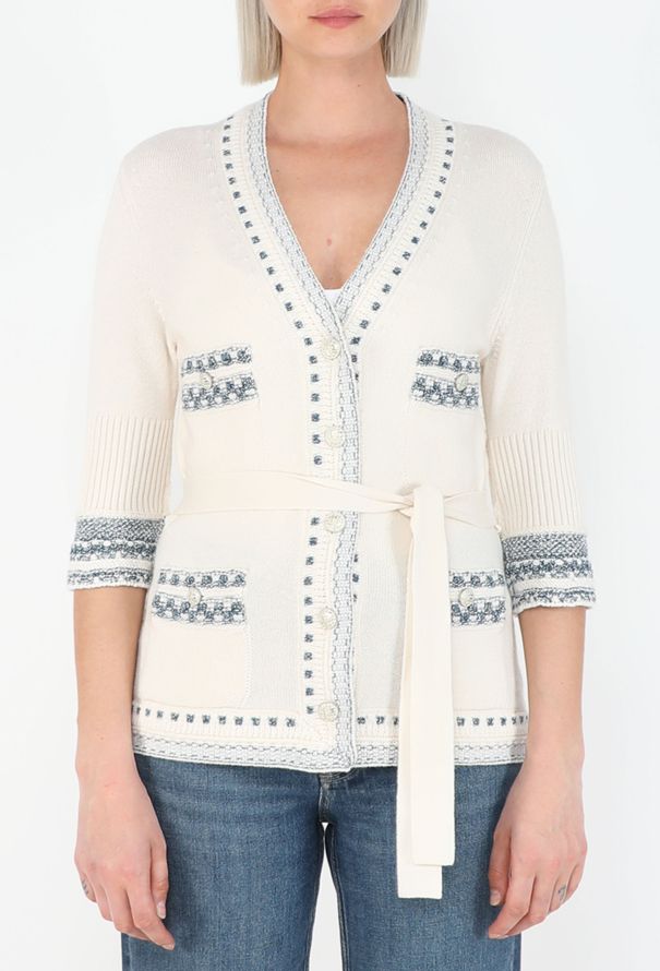 Chanel Belted Cashmere Intarsia Cardigan, 2020 - 1