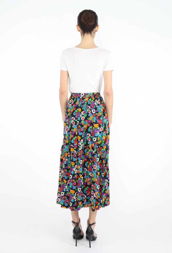 Saint Laurent Rare S/S 1977 Geranium Pleated Skirt - 5