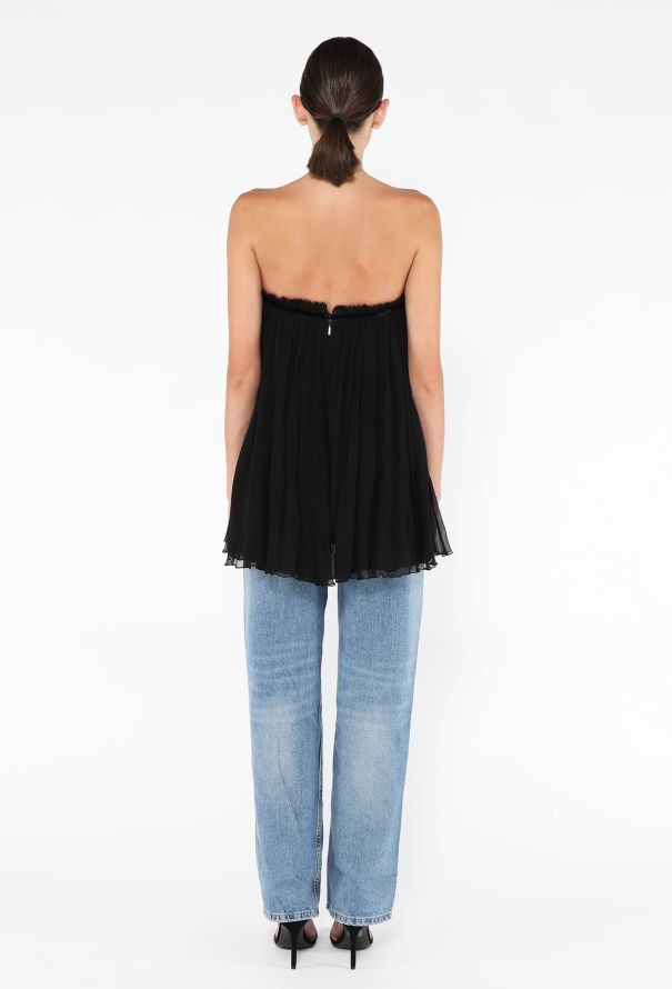 Saint Laurent 2019 Velvet & Chiffon Bustier Top - 6