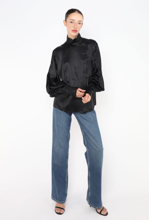 Chanel Charmeuse Bishop-Sleeve Blouse - 3