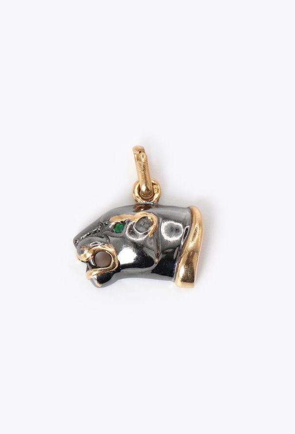 Vintage Fine Jewelry 18k Yellow Gold & Emerald Panther Pendant - 1